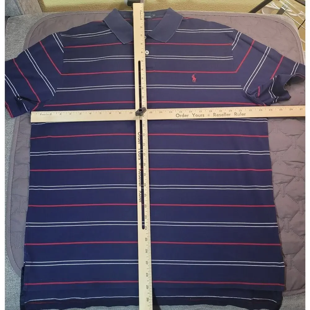 Polo Ralph Lauren Blue Stripe Polo Y2K Preppy Heritage L
